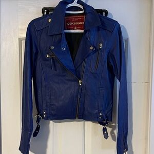 Royal blue Leather Moto jacket